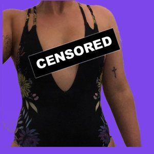 Patterned Black One-Piece